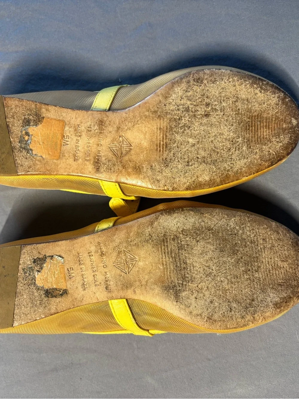 Antonio Melani Yellow Mesh Slippers Sz 5C